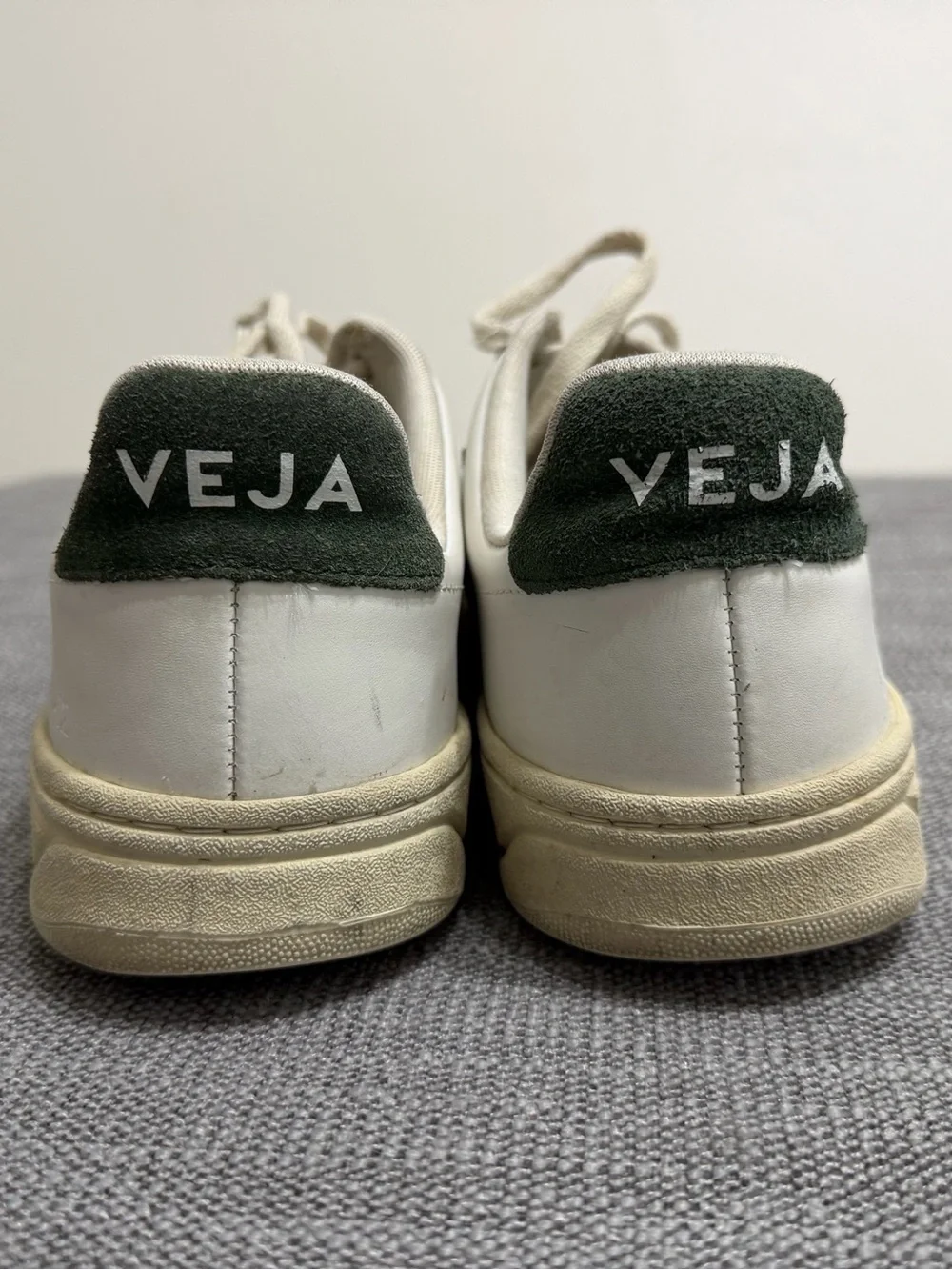 Veja Men White Sneakers with Green V Detail